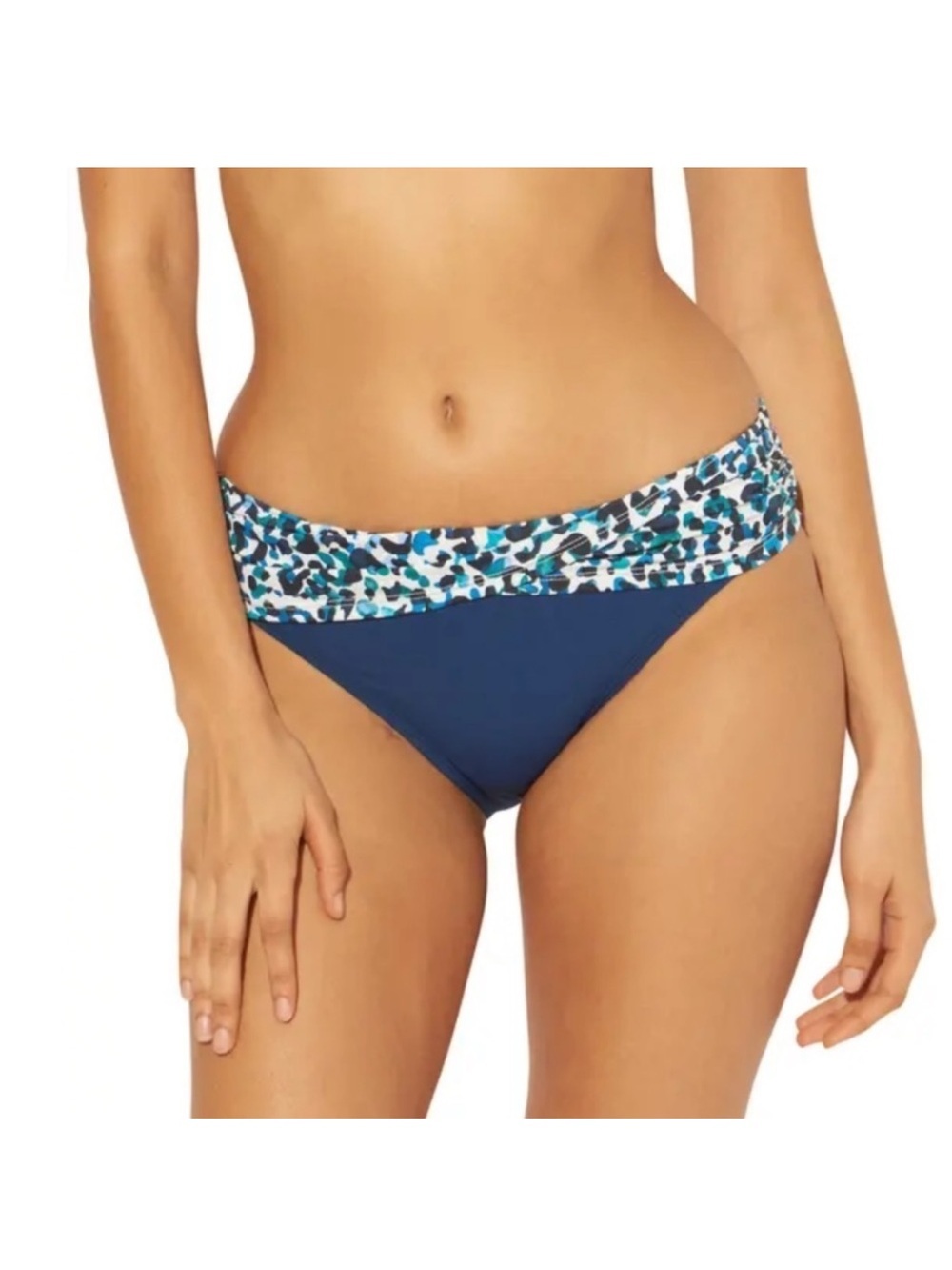 ✅NWT BLEU BY ROD BEATTIE Kore Sarong Hipster Bikini Bottoms Navy Blue Animal